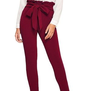 Paper bag waist skinny pants